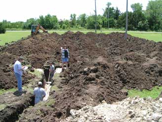 Overhead View of the yard during the septic installation