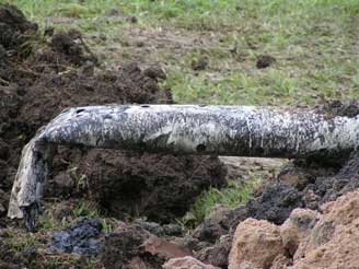 Perforated pipe that had been incorrectly installed