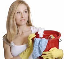 Lady Thinking while she cleans.
