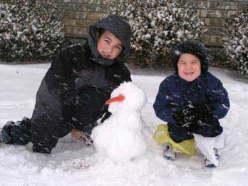 Kids having a great time playing in the snow!