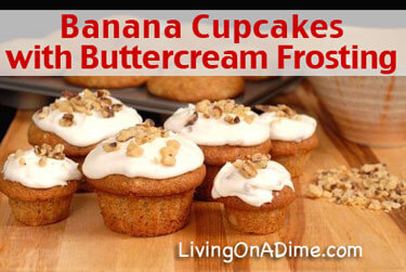 Banana Cupcakes Recipe with Buttercream Frosting