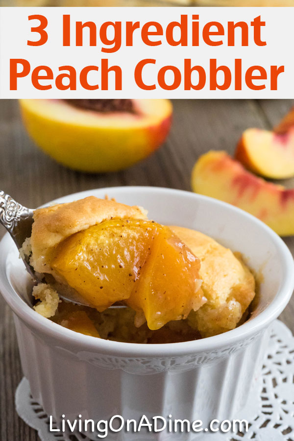 This easy 3 ingredient peach cobbler recipe makes a quick and easy cobbler that's especially great when you need something quick for a potluck or a dish to take to a loved one. Click here to get this easy and delicious recipe!