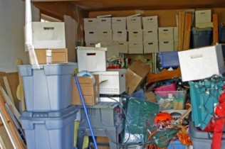 cluttered garage