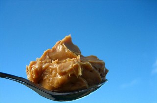 peanut butter snack on spoon