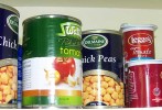 Groceries and food in a pantry