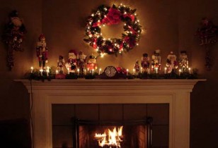 christmas-hearth Christmas At Grandma's - Fireplace with Wreath