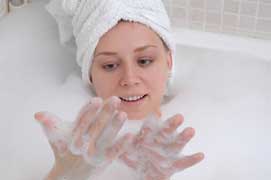 Lady enjoying a luxurious bath