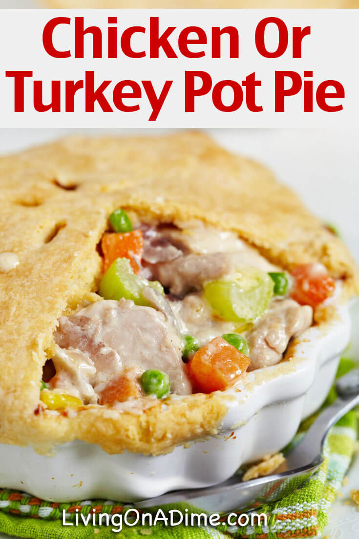 This chicken pot pie recipe is a delicious one dish meal that's quick and easy to make. This is a great way to use chicken leftovers or use turkey instead of chicken and save even more money on this classic favorite!