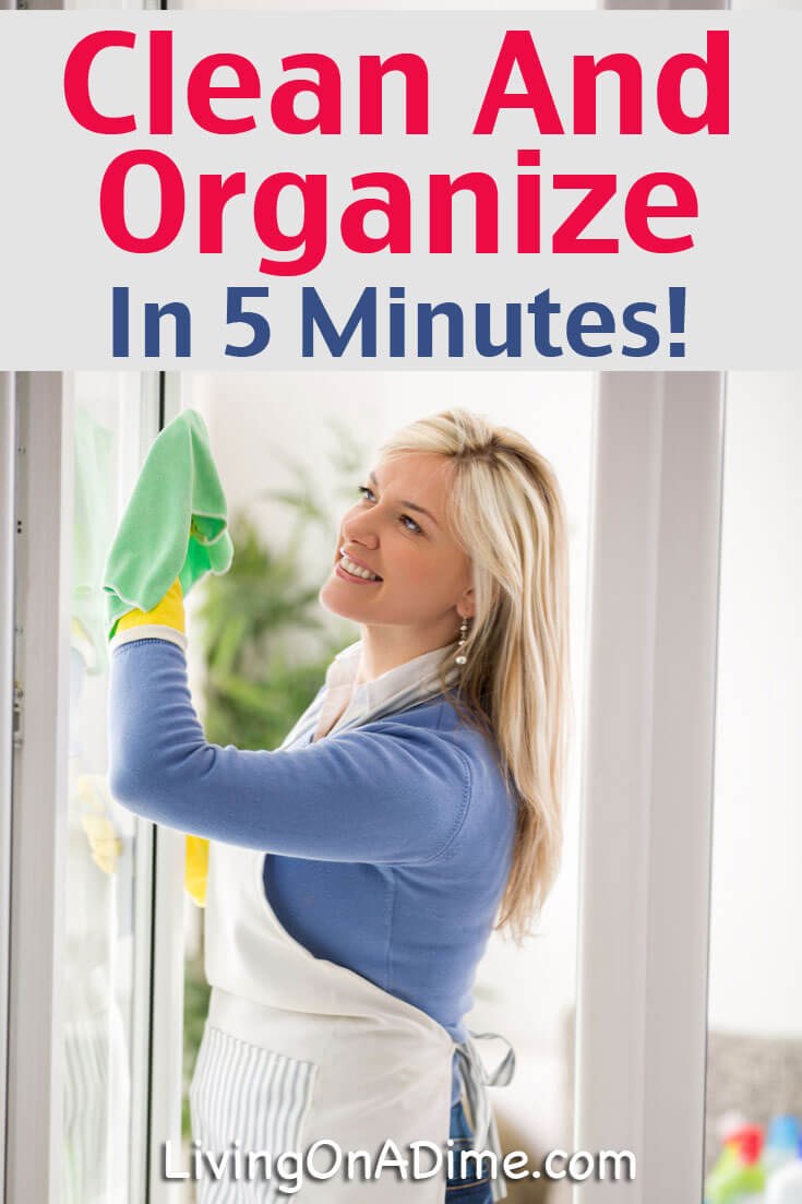 Using these tips, you can clean and organize your house 5 minutes at a time! You'll be surprised how much you can get done during time you already have!
