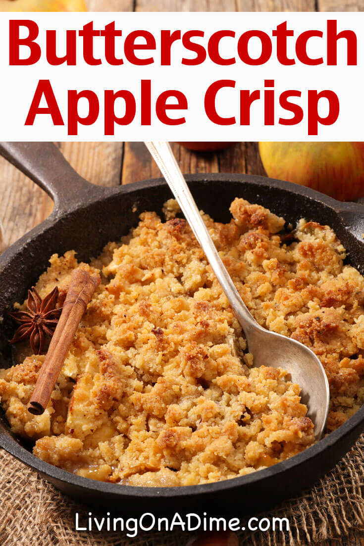This butterscotch apple crisp recipe makes a delicious homemade apple crisp recipe that is quick and easy to make and mixes the taste of apple crisp with yummy butterscotch!