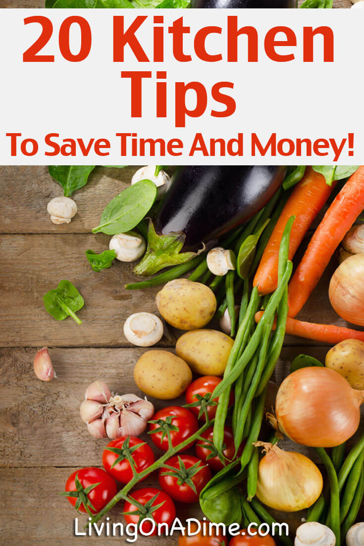 Here are 20 cooking ideas that will help you save time and money! You'll find easy tips for organizing your kitchen better, using leftovers and more.