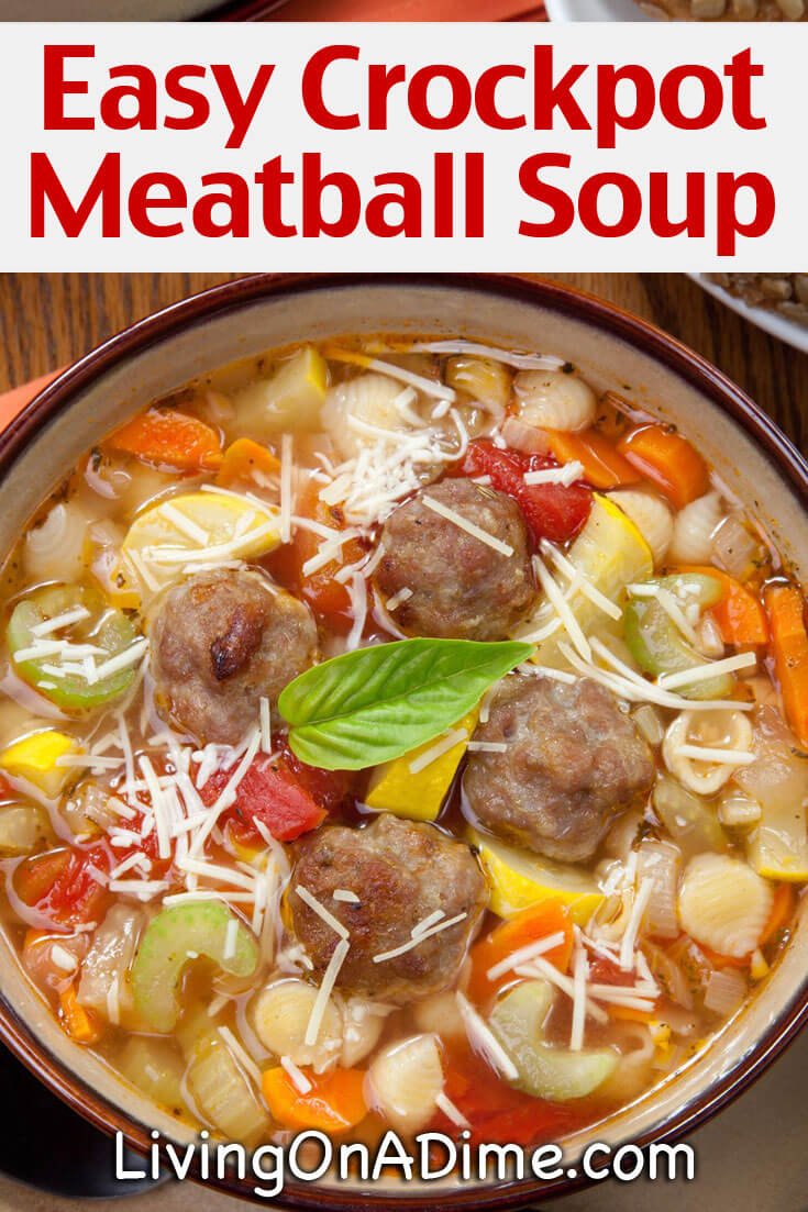 This easy crockpot meatball soup recipe makes a hearty meal great for busy days! Your family will love this comfort food recipe and you won't have to spend a lot of time in the kitchen! Win-Win!