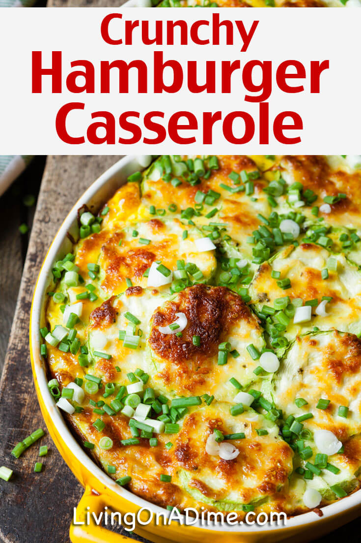 This super tasty crunchy hamburger casserole recipe makes an easy meal that takes just a few minutes to prepare. It's got a little different taste than a traditional hamburger casserole, so if you're looking for something a bit different that's really tasty, try this one!