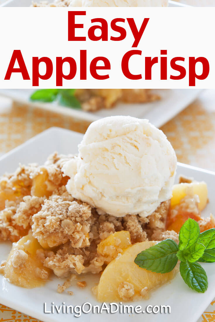 This easy apple crisp recipe is super easy to make and tastes amazing! This is my great grandma's apple crisp recipe and it's always a hit! Throw a little ice cream on top and get the perfect apple pie a la mode taste with just a fraction of the work!