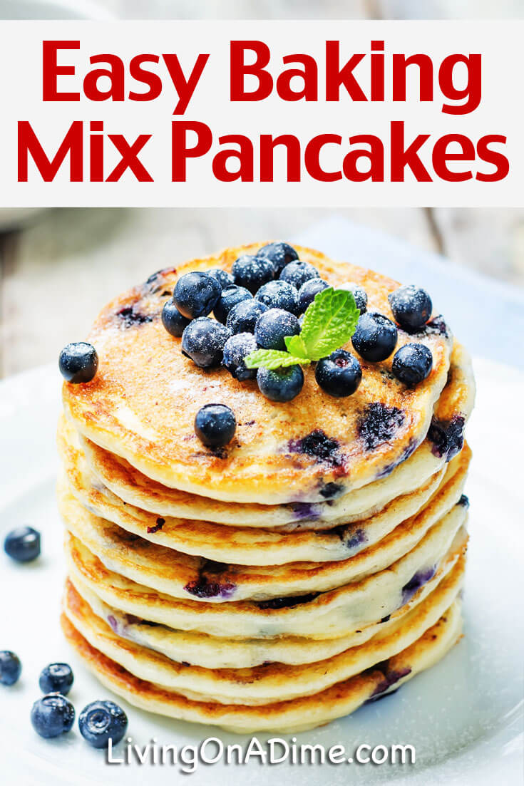 This easy baking mix pancakes recipe makes delicious pancakes in just minutes with our baking mix, bisquick or your favorite baking mix recipe.
