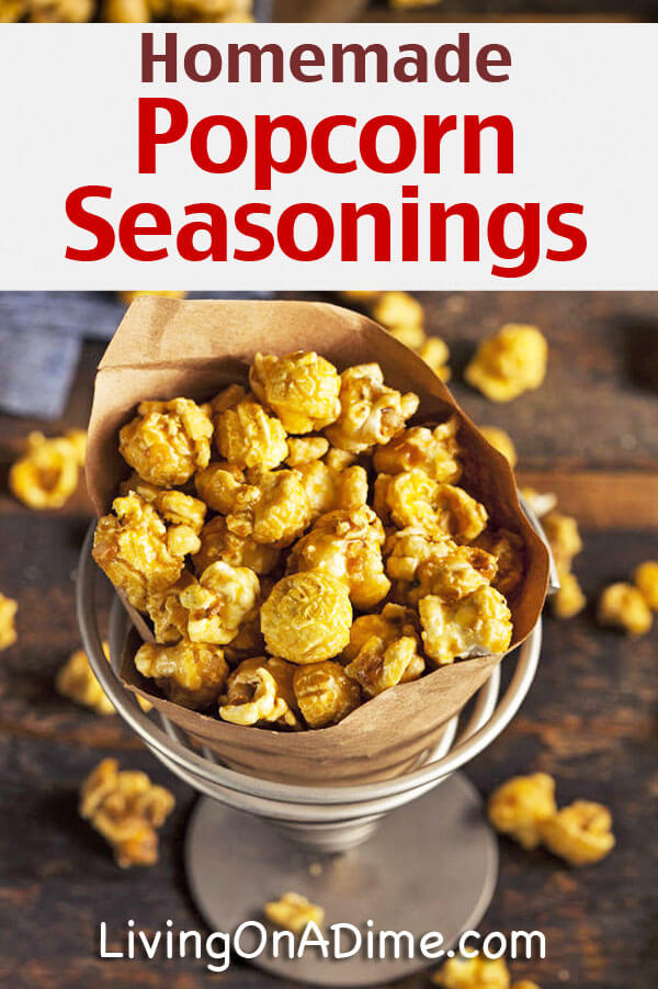 Here are some yummy homemade popcorn seasonings and popcorn recipes including kettle corn and other variations that are a lot cheaper than store bought!