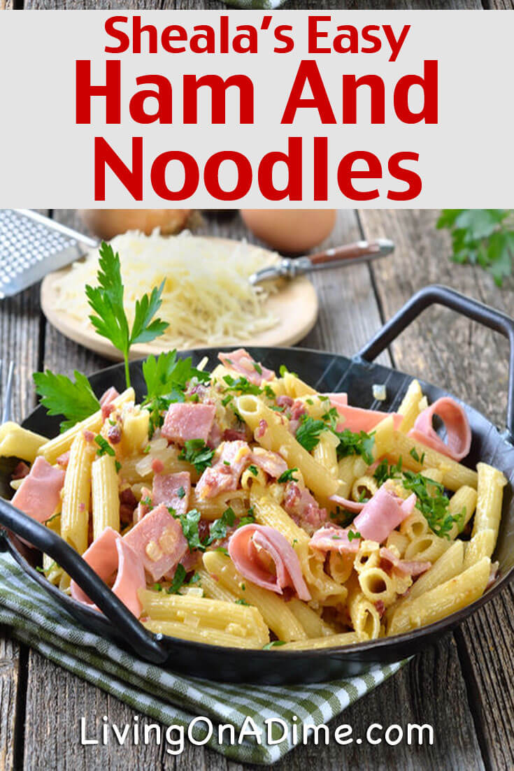 This easy ham and noodles recipe is a quick and easy recipe that kids and families love! It's a great way to use leftover ham! Keep some ham in the freezer just to use for easy recipes like this and it'll be even quicker!