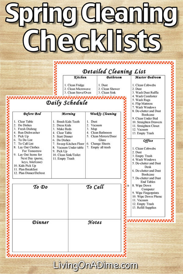 Easy Spring Cleaning Checklists, To Do Lists And Schedules