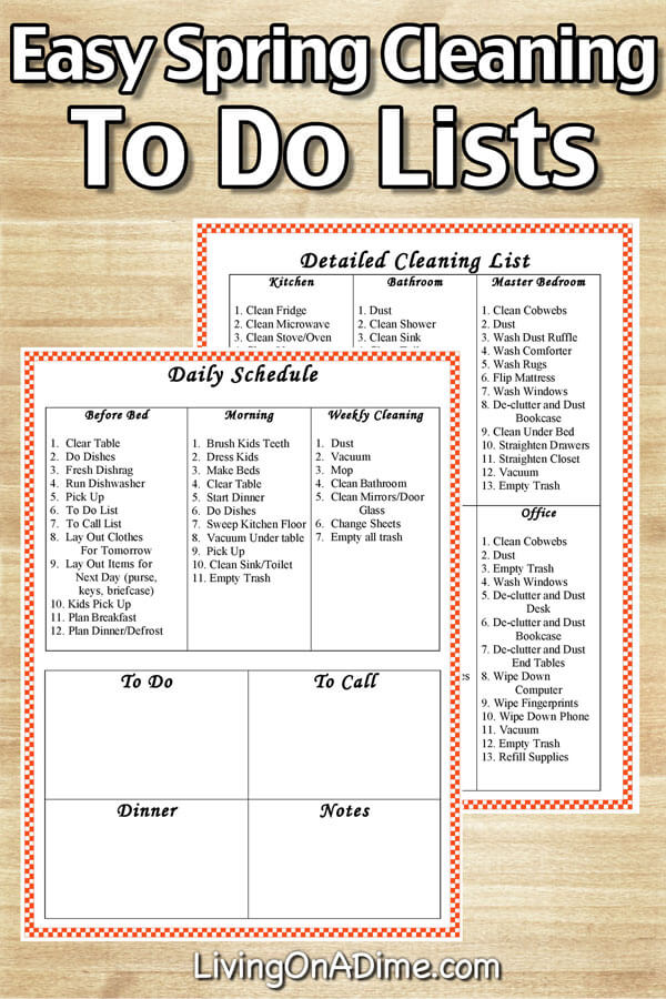 Easy Spring Cleaning To Do Lists And Schedules