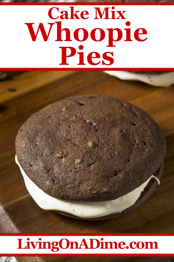 I love whoopie pies! If you don't know what they are, they are popular large cream filled soft cookie sandwiches and they are super yummy! You can easily make your own whoopie pies with this easy cake mix recipe! It's a perfect quick treat for kids! If you're feeling extra adventurous, let the kids help you make them!