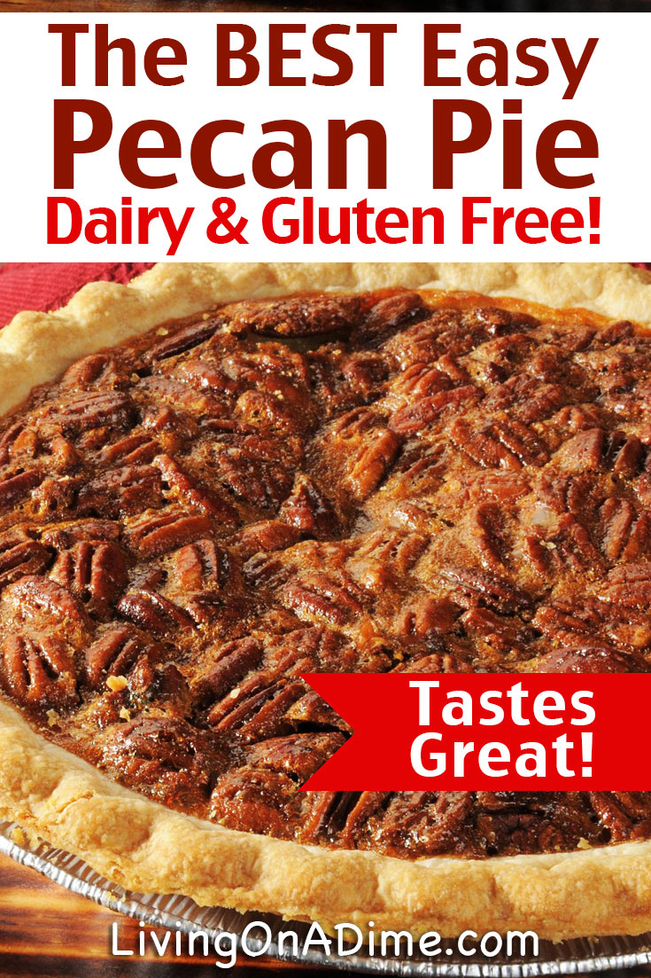 Here is an easy dairy free and gluten free pecan pie recipe you can enjoy, even if you have one of these dietary restrictions. This is the BEST homemade pecan pie recipe and is so much less expensive than buying a prepared dairy free and gluten free pecan pie from the bakery!
