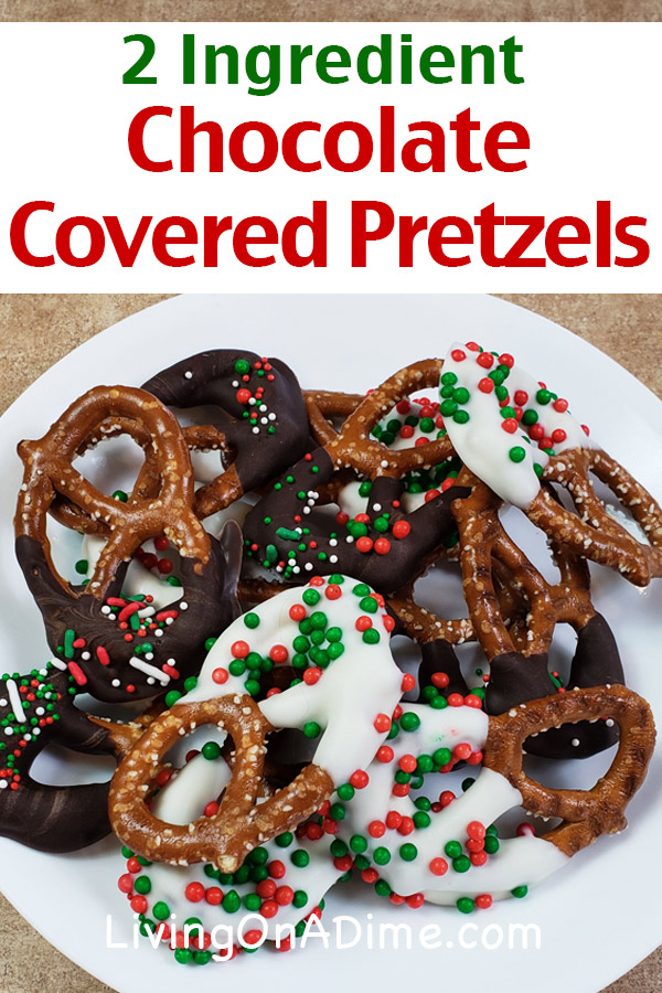 This 2 ingredient chocolate covered pretzels recipe is a super easy salty-sweet Christmas candy recipe with a nice texture and the potential for lots of variety! Start with the basic 2 ingredient recipe and then, if you like, add your choice of sprinkles, ground nuts or ground coconut! Find this and lots more easy Christmas candy recipes with 2 ingredients here!