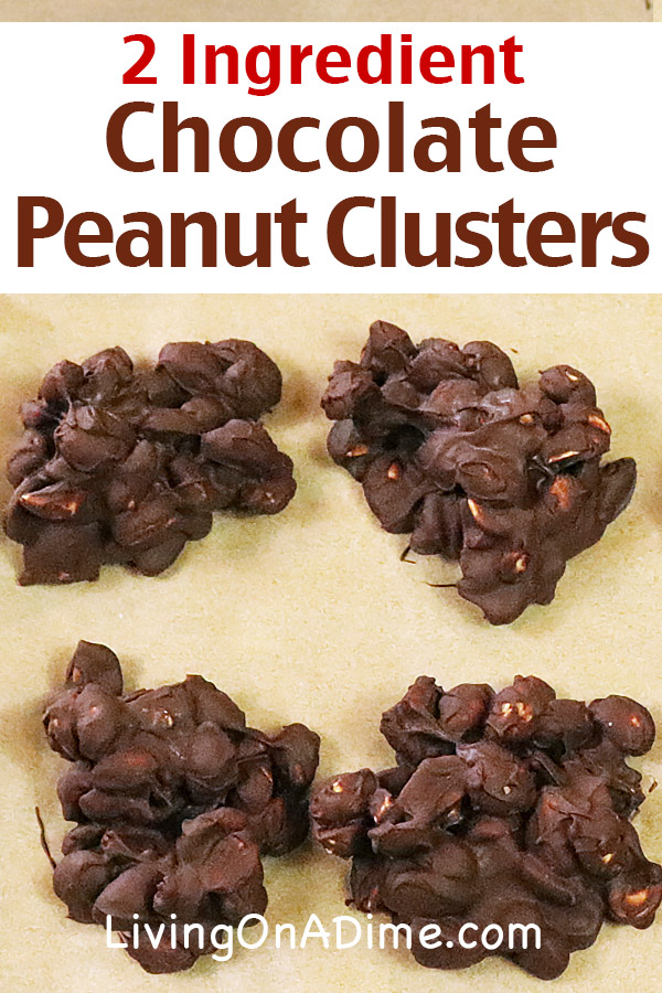 Here is how to make my easy 2 ingredient chocolate peanut clusters recipe! If you love chocolate and peanuts, this 2 ingredient chocolate peanut clusters Christms candy recipe is just for you! You can also try making this recipe with your favorite dried fruit or walnuts! These chocolate peanut clusters are one of my favorite Christmas candy recipes!