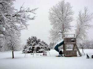 winter wonderland - snow covered playground