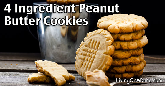 Easy 4 Ingredient Peanut Butter Cookies Recipe