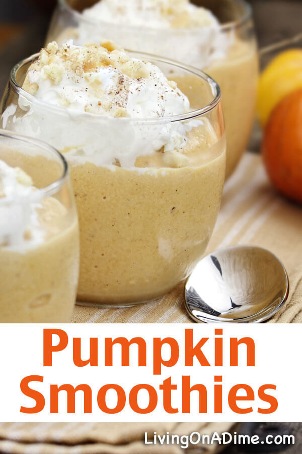 This easy pumpkin smoothies recipe is a cool and refreshing drink with the taste of fall holidays! It's the perfect drink to get you in the fall mood! Click here for the recipe!