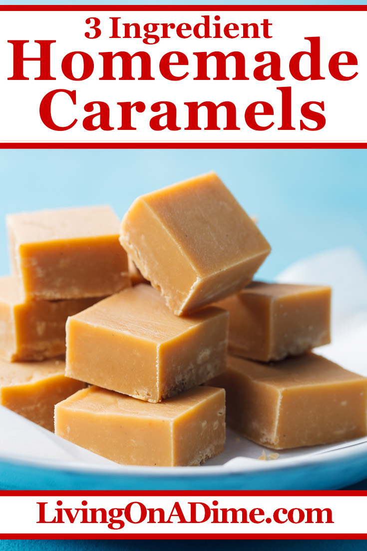 This homemade caramel candy recipe makes decadent chewy homemade caramels, perfect as-is but also tasty dipped in chocolate! It's a great Christmas candy recipe for the caramel lover in your family. Find this and lots more easy Christmas candy recipes with 3 ingredients or less here!