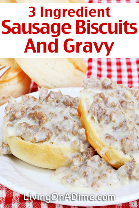 This easy 3 ingredient sausage biscuits and gravy is a tasty crockpot recipe that is quick and easy to make. Biscuits and gravy are not just for breakfast - It makes a great dinner, too!