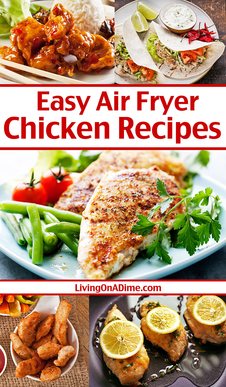 Here are 5 air fryer chicken breast recipes sure to please your family! They are healthy, versatile and easy to make with just a few minutes prep time! What I really love about these air fryer recipes is how juicy the chicken turns out! If you like the taste of juicy chicken, but without frying it in oil, you'll love these tasty air fryer chicken recipes!
