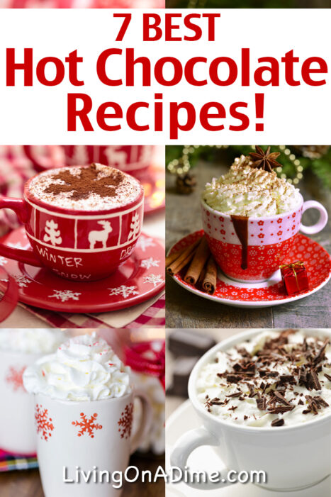 Here are 7 of the BEST homemade hot chocolate recipes that'll give you lots of yummy choices this time of year! I love to make some mixes ahead of time so I can make some when we're watching a family movie or the kids can make it for themselves. Most of them also make easy gifts in a jar!