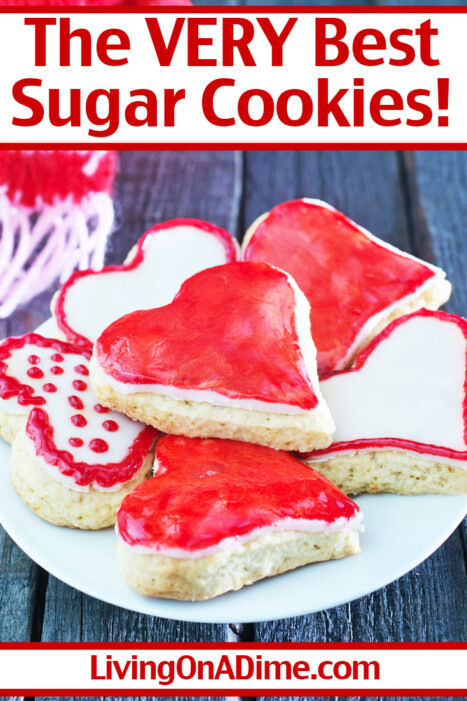This sugar cookies recipe makes the very best Valentine's Day cookies! If your Valentine has a particular love for cookies, this easy Valentine's Day recipe is perfect! Cut into heart shapes, frost with your choice of red, white and pink frosting and be creative with your patterns! Get this and more Valentine's Day candy recipes and treats here!