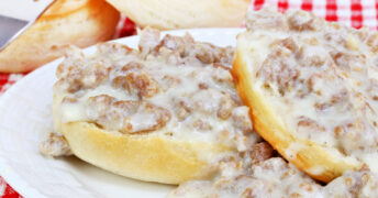 This biscuits and gravy recipe makes it simple to prepare Southern style sausage gravy and biscuits from scratch! Easy $5 dinner idea in just a few minutes!