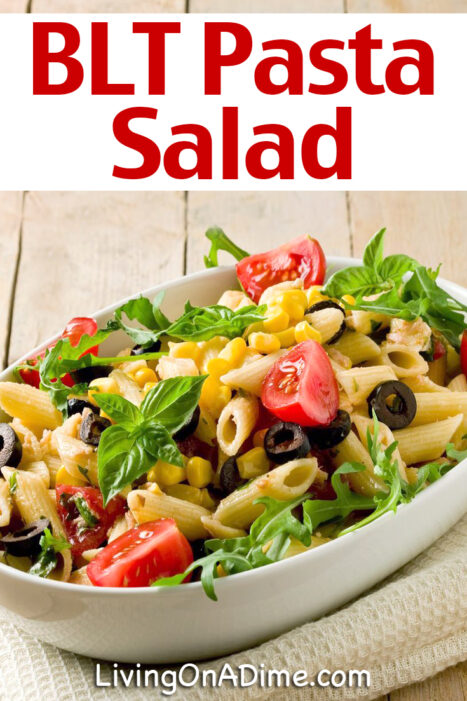 This BLT pasta salad recipe is a quick, easy and delicious pasta salad dish with the taste of a bacon, lettuce and tomato sandwich. It is especially refreshing on warm days, but great for any day you' feel like an easy cool and delicious meal!