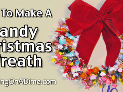 A Christmas Candy Wreath is a simple project the entire family will love! It is festive and kids and guests love cutting a piece of candy when they visit!