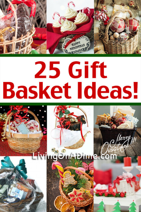 These 25 easy gift basket ideas are an inexpensive and tasteful way to make great holiday gift baskets. You’ll find tips, specific themes and easy mix recipes for great and inexpensive gifts!