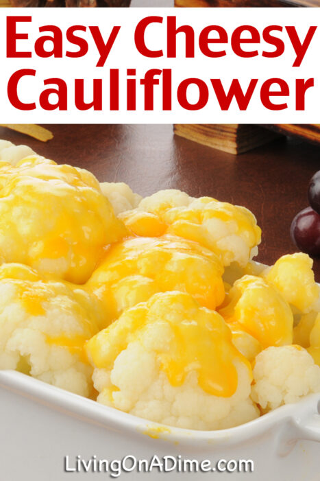 This cheesy cauliflower recipe makes a quick and easy vegetable perfect to serve as a side dish for many popular meals. Its cheesy, tangy flavor and tender texture really makes this cauliflower extra delicious! It's great served with chicken, beef, ham and more!