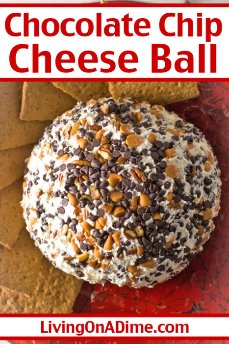 This delicious chocolate chip cheese ball recipe is a quick and easy dessert or dip recipe that's sure to please! Made with creamy cream cheese and loaded with chocolate chips, this recipe can be whipped up in just 5 minutes.