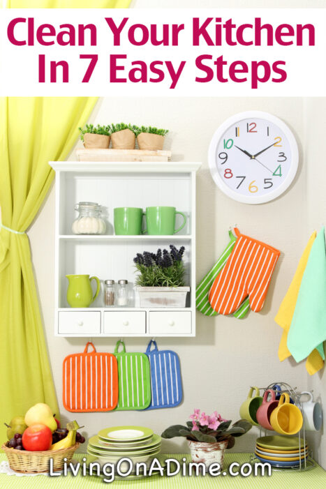 Try this easy step by step guide to clean your kitchen quickly. These ideas will help you get in and out of the kitchen quickly! It really isn't hard!