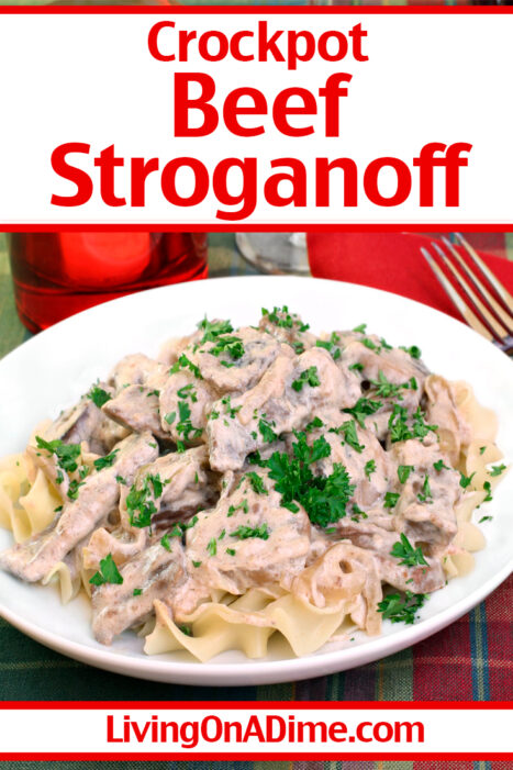 Here's an easy crockpot beef stroganoff recipe you can make with 5 minutes preparation time and then toss in the crockpot. It's a super easy stroganoff your family will love!