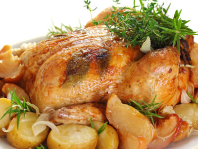 This crockpot garlic roast chicken recipe is a delicious traditional family recipe that is easy and super versatile! You can serve with rice or potatoes and your favorite vegetable for a quick dinner your family will love.