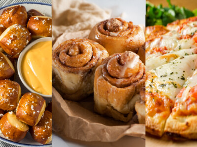 These easy 2 ingredient dough recipes include a super simple 2 ingredient dough and other easy recipes you can make from the dough including cinnamon rolls, pizza, bagels and more!