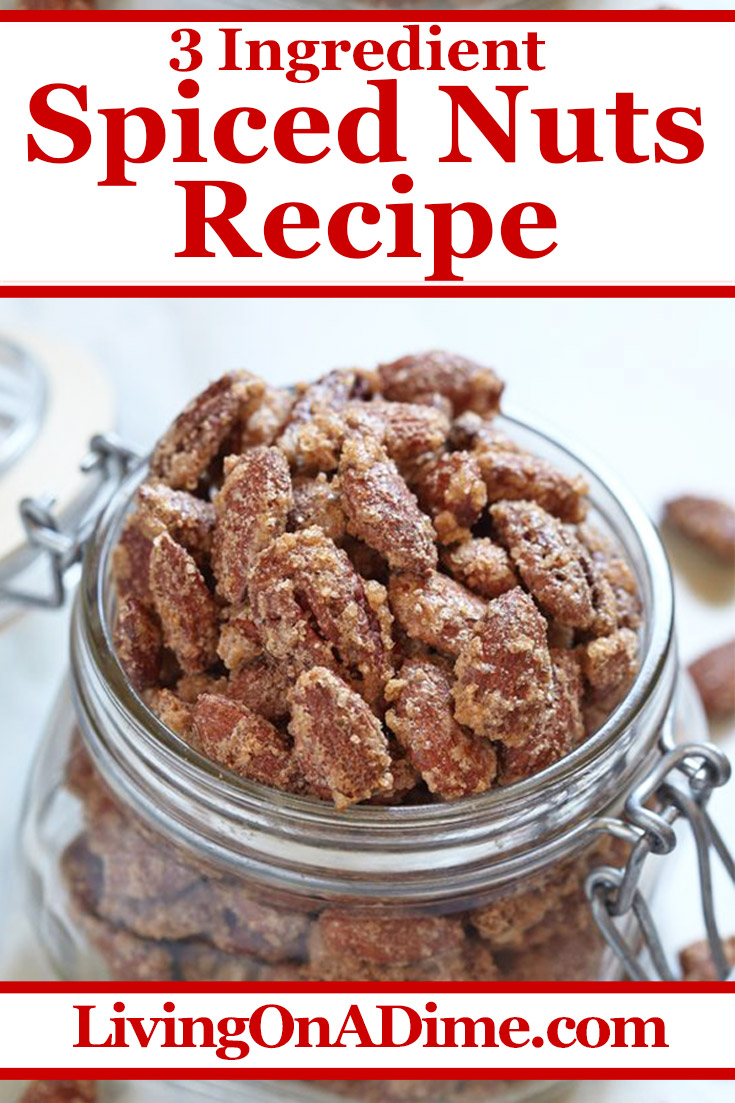 If you’re looking for something a little different than the chocolate or fruit flavored Christmas candy recipes, this easy spiced nuts recipe might be just the thing! Glazed with sugar and tasty Christmas spices, you will find them addicting! We like them best with walnuts, pecans and almonds!