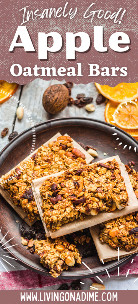 This homemade apple oatmeal bars recipe is easy to make, great for lunches, snacks and desserts and makes a great healthy alternative to cookies and cakes!