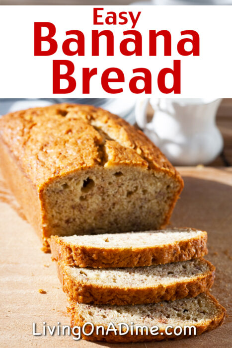Here is an easy banana bread recipe that has been in our family for generations! This is the BEST banana bread recipe!! It is super quick and easy to make and makes delicious and moist banana bread. It's great in lunches and makes a great snack for when the kids get home from school!