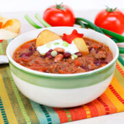 This crockpot bean goulash recipe is a super easy dump and go crockpot recipe. It makes a delicious, hearty one dish meal that everyone loves and it takes less than 5 minutes to prepare!