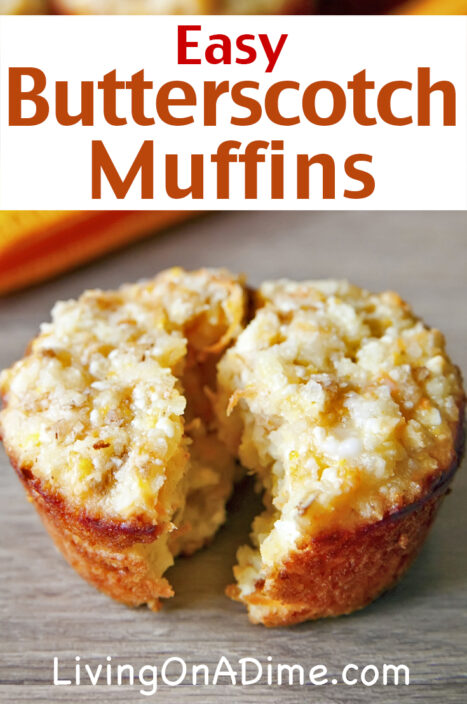 This easy butterscotch muffins recipe makes moist and tasty butterscotch flavored muffins with a crumbly cinnamon and sugar topping that's sure to please!